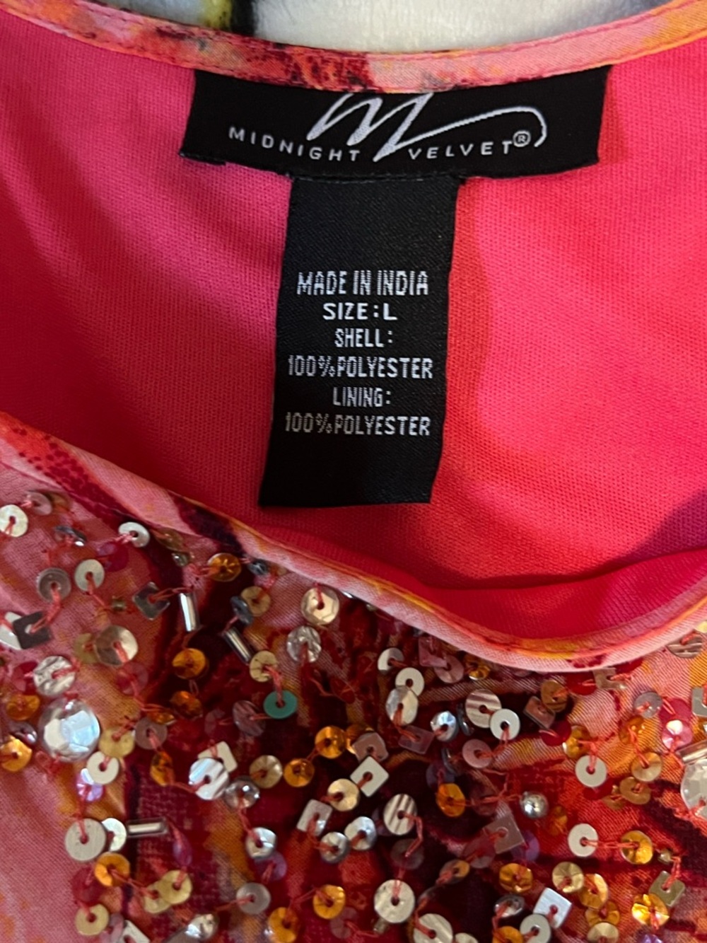 Midnight Velvet Beaded Sequin Tropical Sunset,Dress, Resort Cocktail Glam Size L - Picture 3 of 8